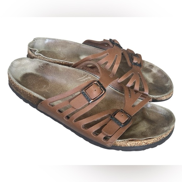 Birkenstock Birk Granada Brown Leather Strap BuckleCork Sandals, US Size 7.5 - Picture 6 of 8